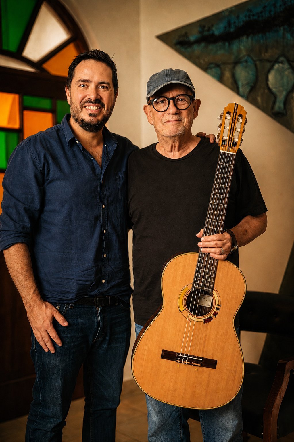 Ricardo Musselli junto a Silvio Rodríguez